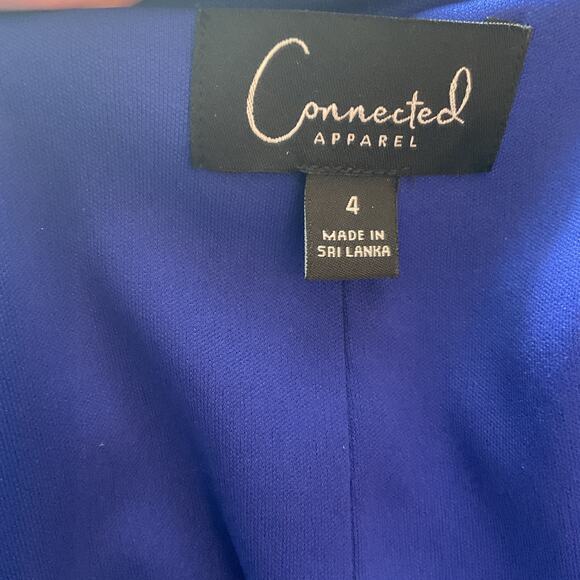 Connected Blue Cowl Neck Drape Sheath Party Dress 4 - Picture 5 of 7